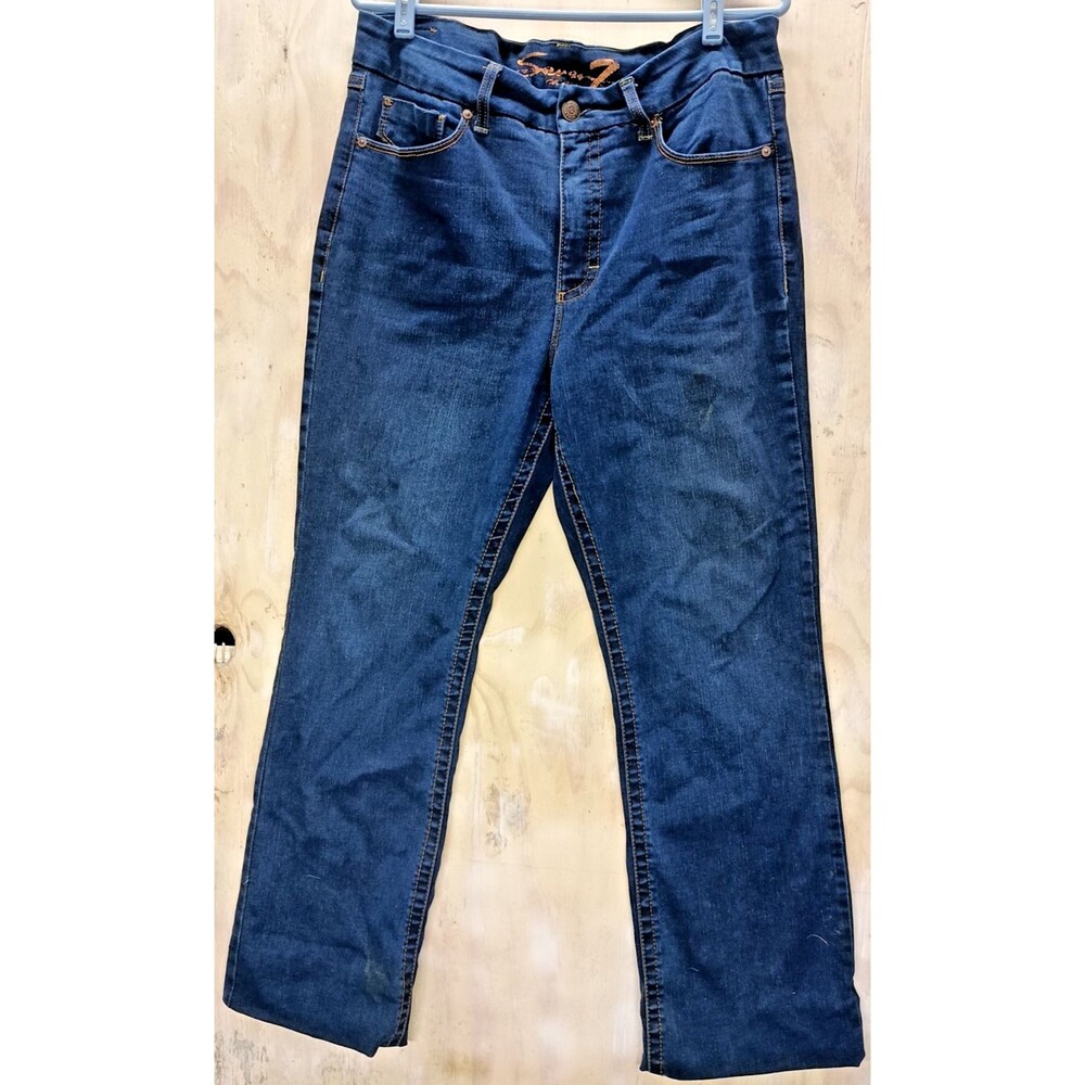 Seven 7 Jeans Women Size 14 Tummyless High Rise Skin Blue Denim 5 Pockets